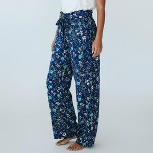 Xhilaration Floral Palazzo Pants Wide Leg Blue High Rise Womens Medium